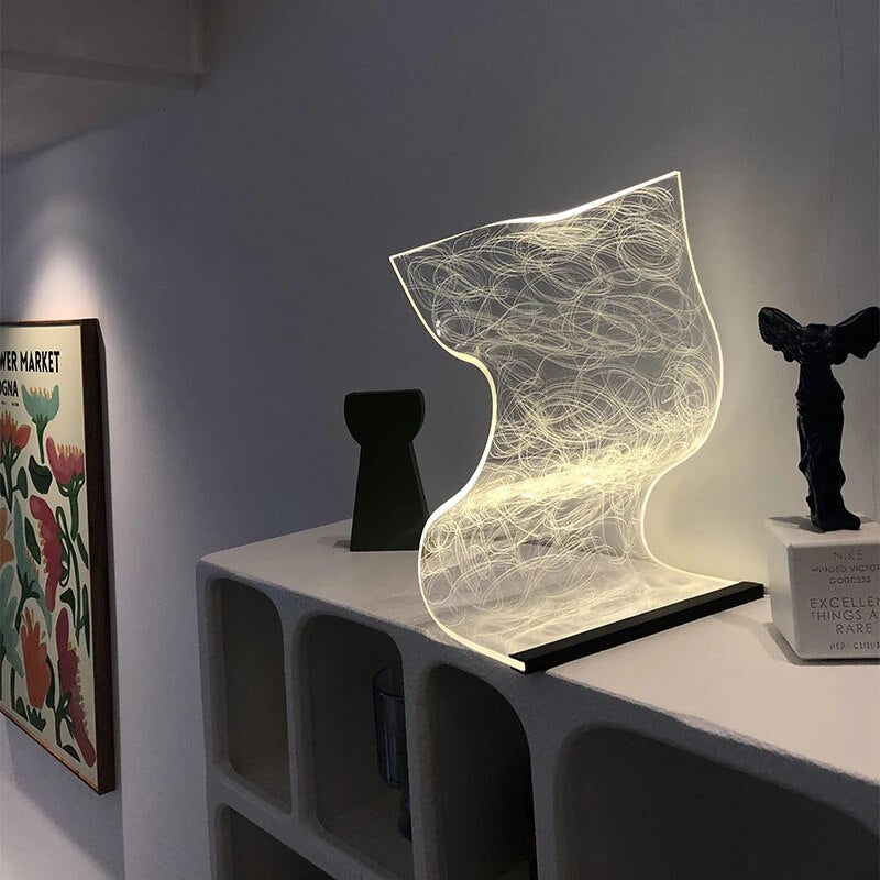 Elegancka akrylowa lampa stołowa LED