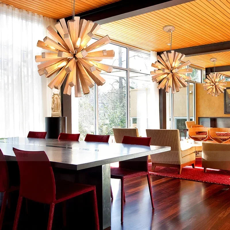 Dandelion | Elegancka drewniana lampa wisząca