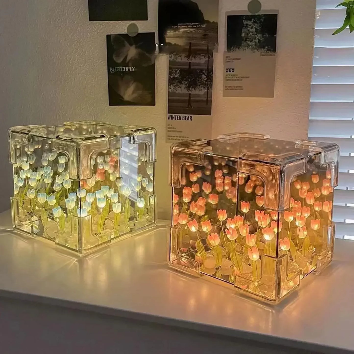 TulipGarden | Lustrzana lampa w kształcie sześcianu DIY