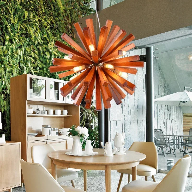 Dandelion | Elegancka drewniana lampa wisząca