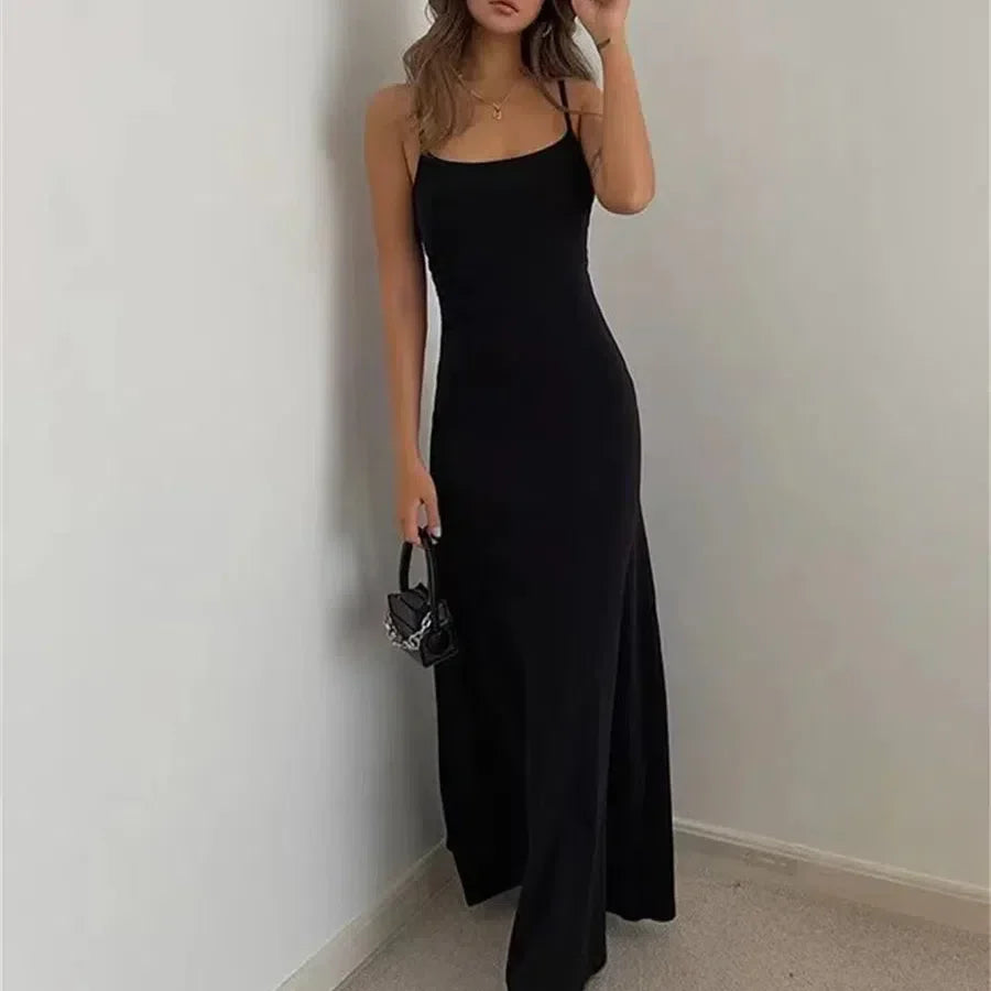 LB | Kobieta Wiosna Lato Styl Sukienka Bodycon Sexy Bez rękawów Dzielona Płaszcz
