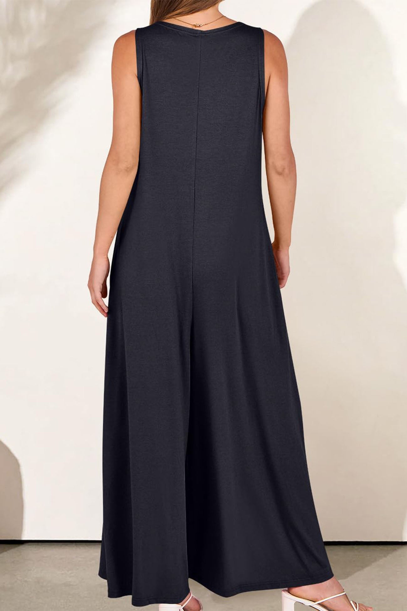 LB | Solidne kombinezony z szerokimi nogawkami i kieszeniami V-neck
