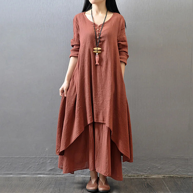 LB | 2024 Elegancka warstwowa sukienka maxi w stylu boho