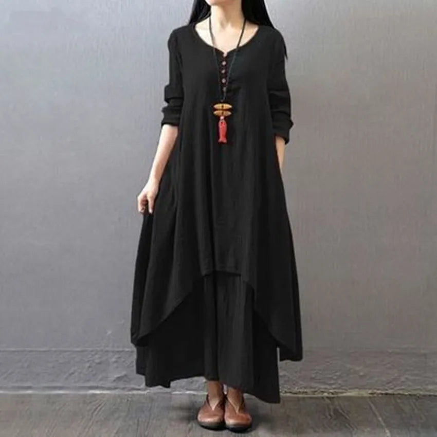 LB | 2024 Elegancka warstwowa sukienka maxi w stylu boho