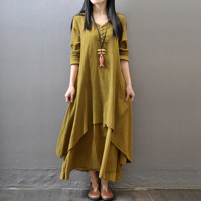 LB | 2024 Elegancka warstwowa sukienka maxi w stylu boho
