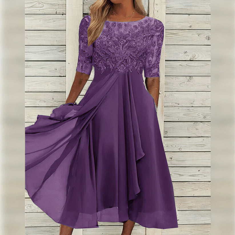 LB | Elegancka koronkowa sukienka midi