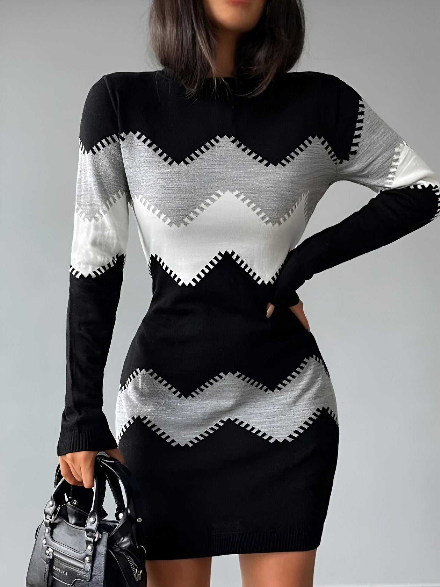 LB | Elegancka dzianinowa sukienka mini bodycon