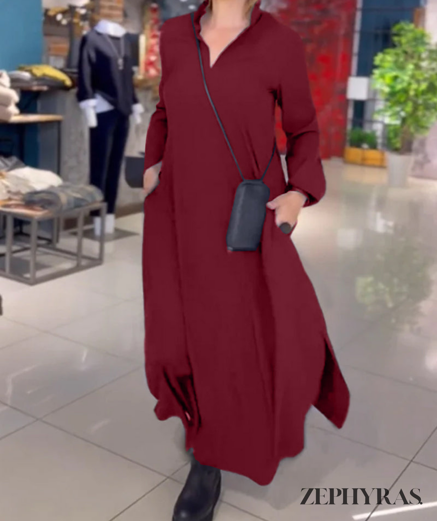 LB | Damska letnia sukienka maxi z dekoltem w szpic