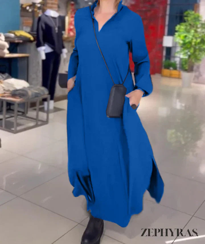 LB | Damska letnia sukienka maxi z dekoltem w szpic