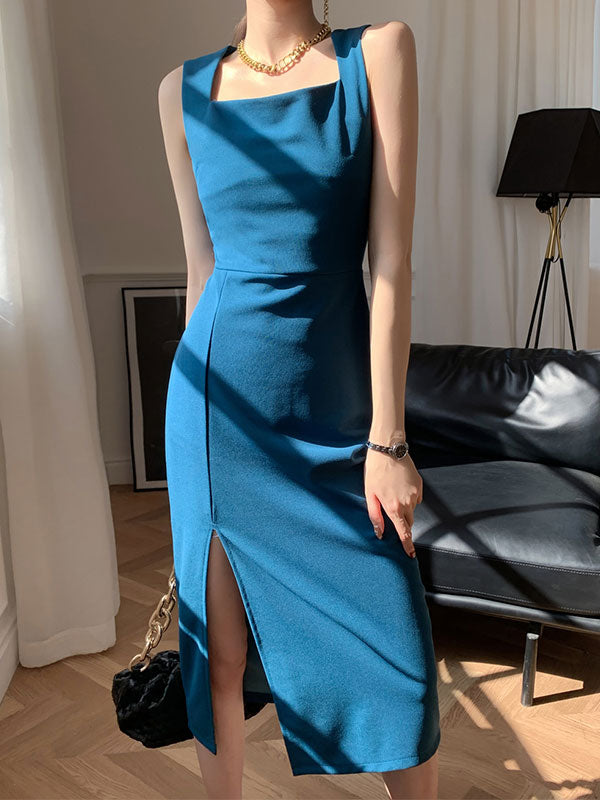 LB | Sukienka midi w stylu vintage na ramiączkach