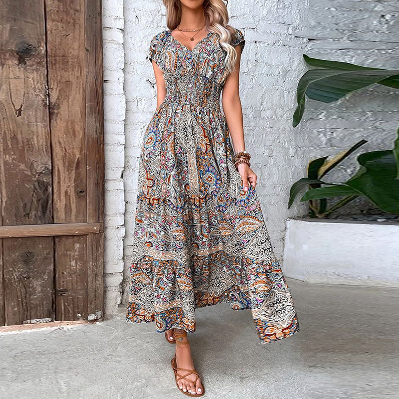 LB | Damska sukienka maxi w stylu boho | Ponadczasowa elegancja | Płynny krój | Nostalgiczne detale