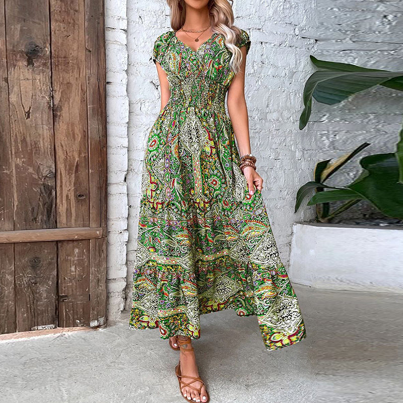 LB | Damska sukienka maxi w stylu boho | Ponadczasowa elegancja | Płynny krój | Nostalgiczne detale