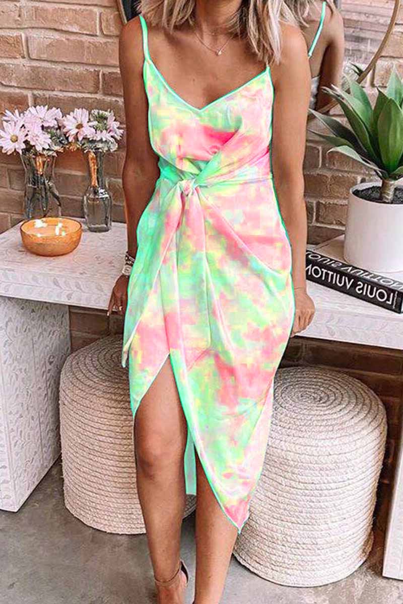LB | Florcoo Sukienka midi z bandażem w kolorze tie-dye