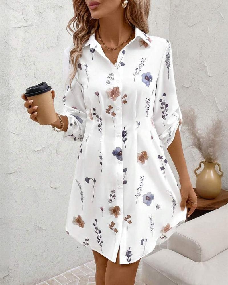 LB | Basic V-neck sukienka mini z długim rękawem