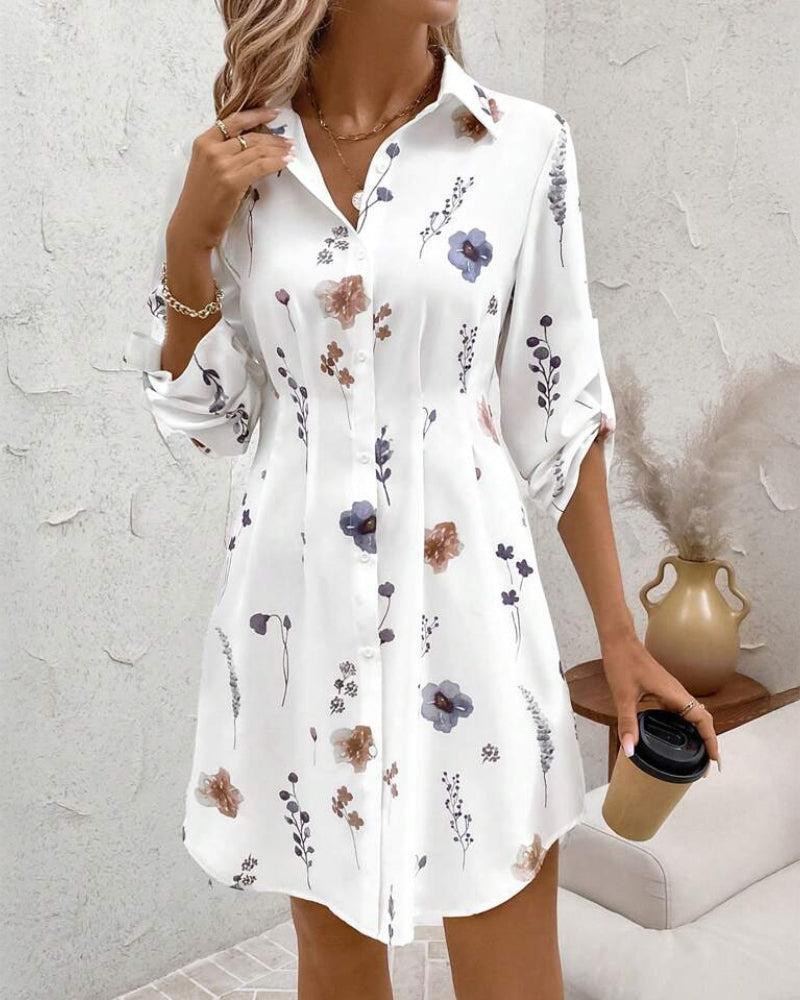 LB | Basic V-neck sukienka mini z długim rękawem