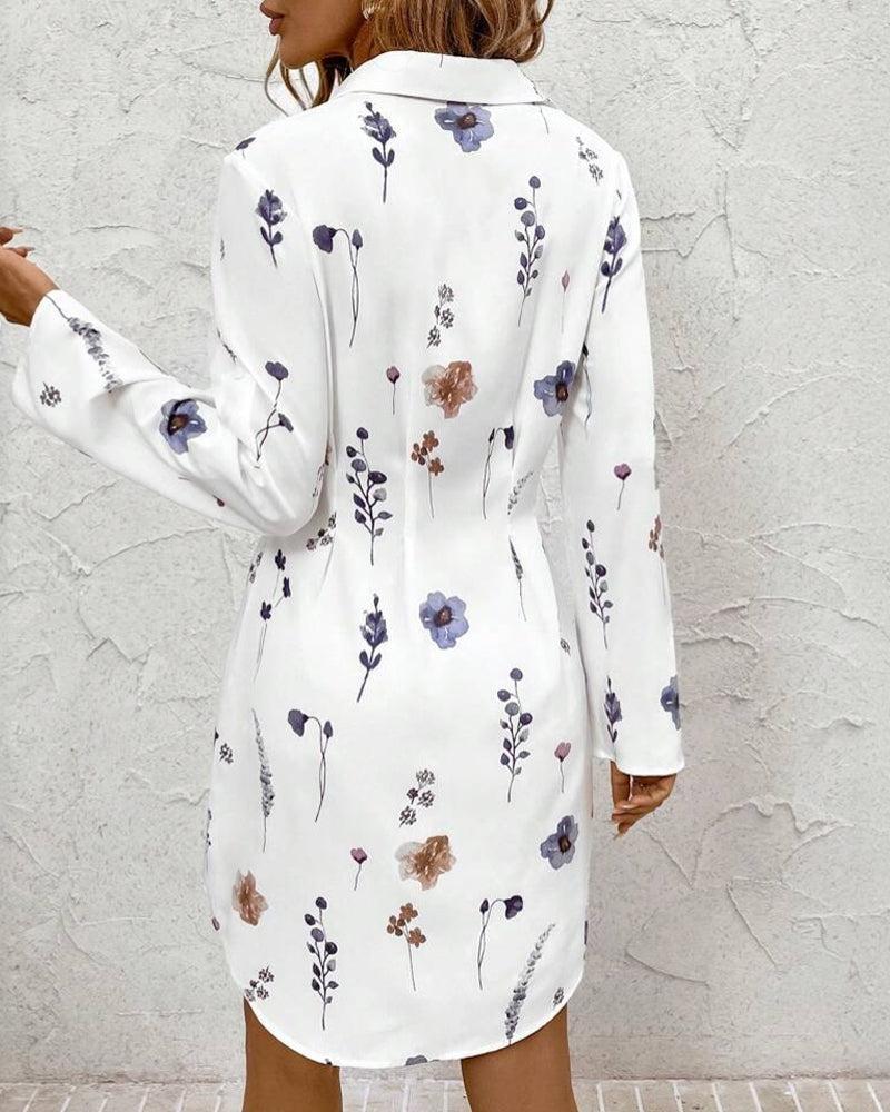 LB | Basic V-neck sukienka mini z długim rękawem