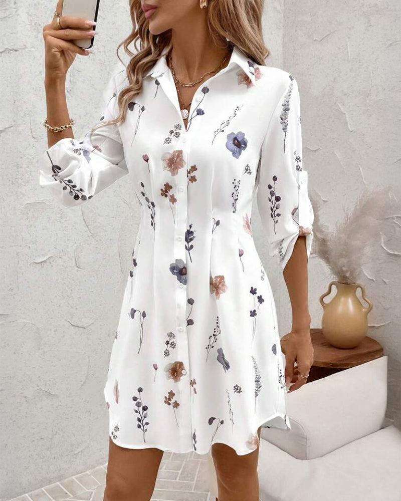 LB | Basic V-neck sukienka mini z długim rękawem
