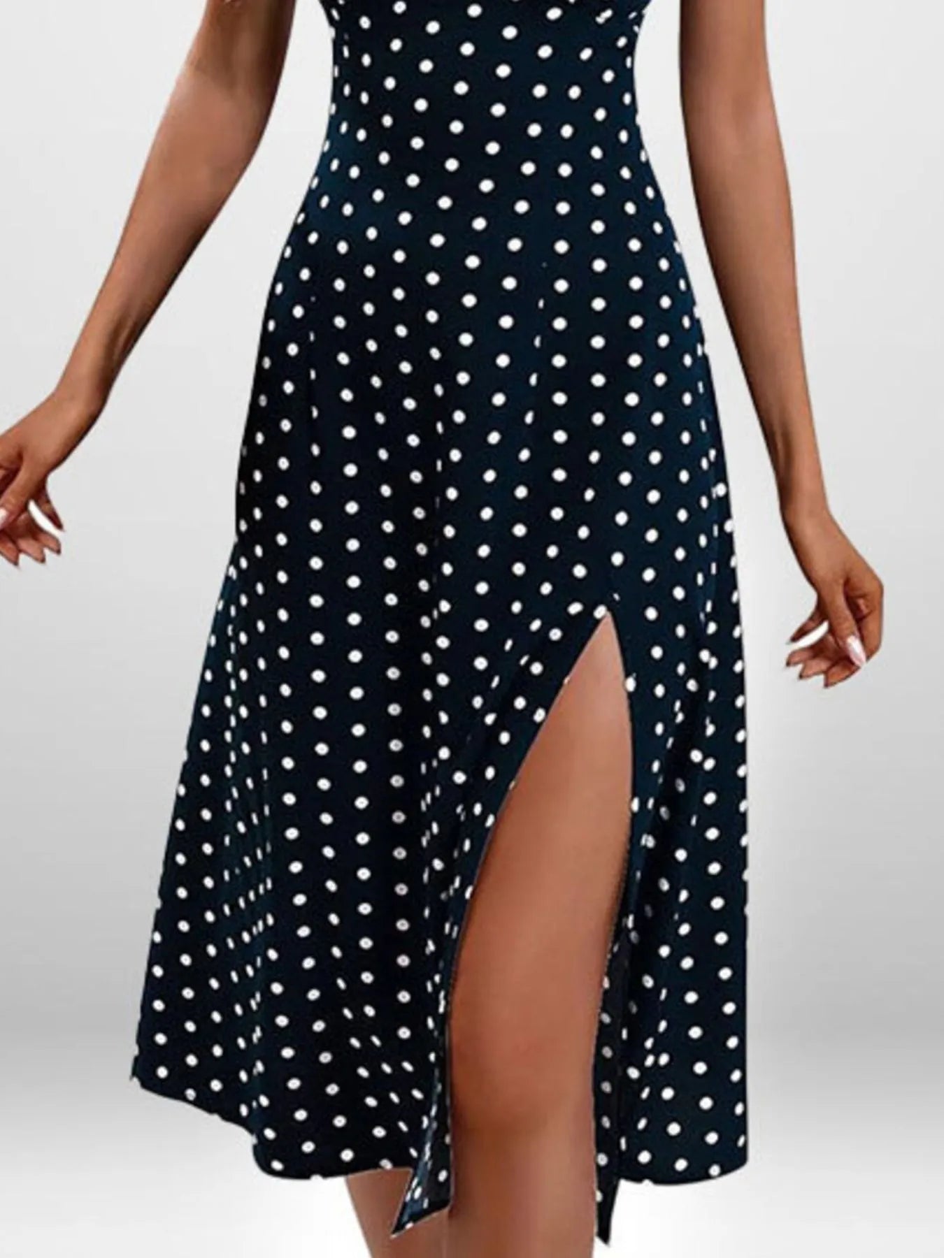 LB | Full Size Slit Printed Cami Midi Dress Plus Size