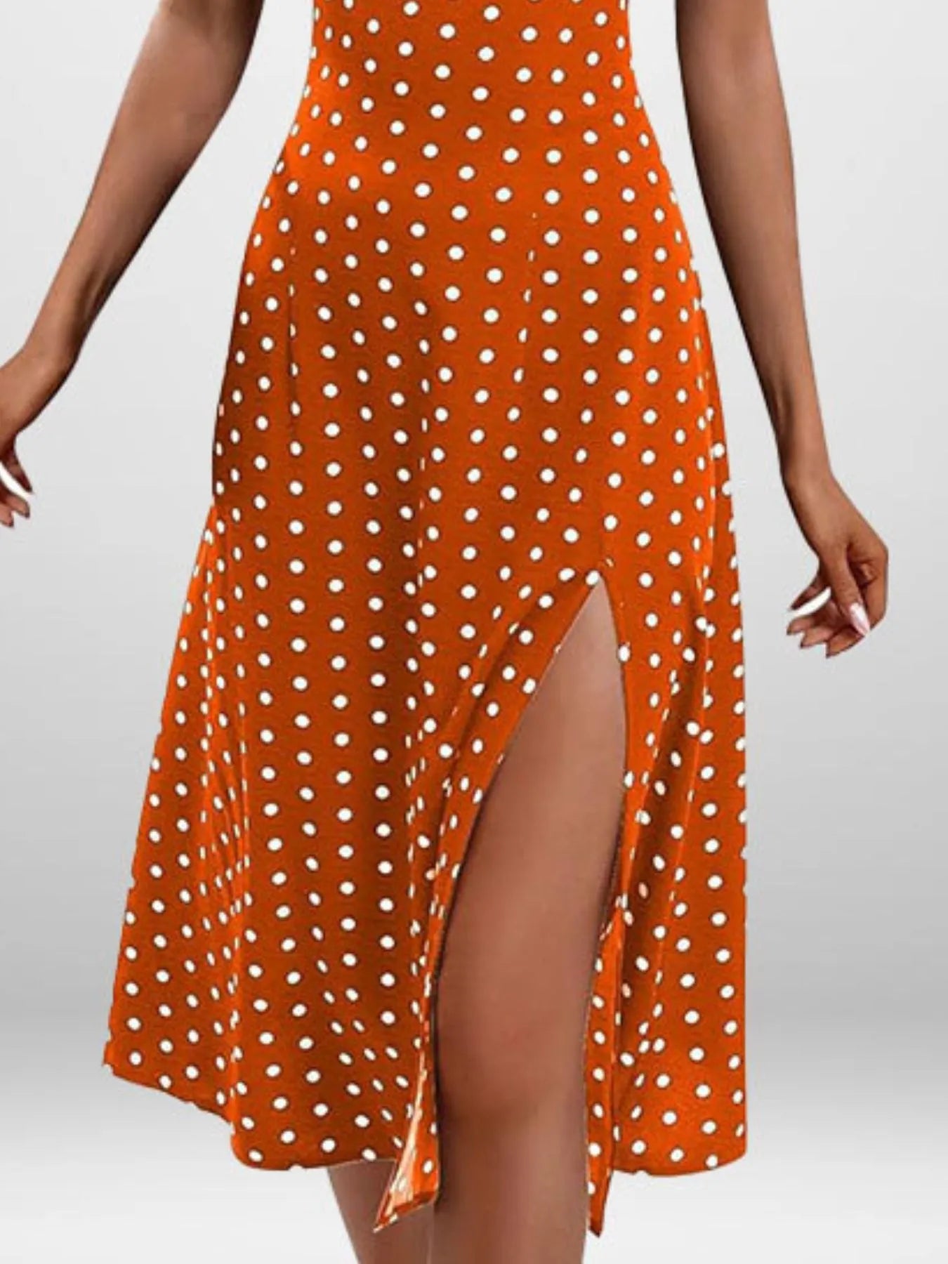 LB | Full Size Slit Printed Cami Midi Dress Plus Size