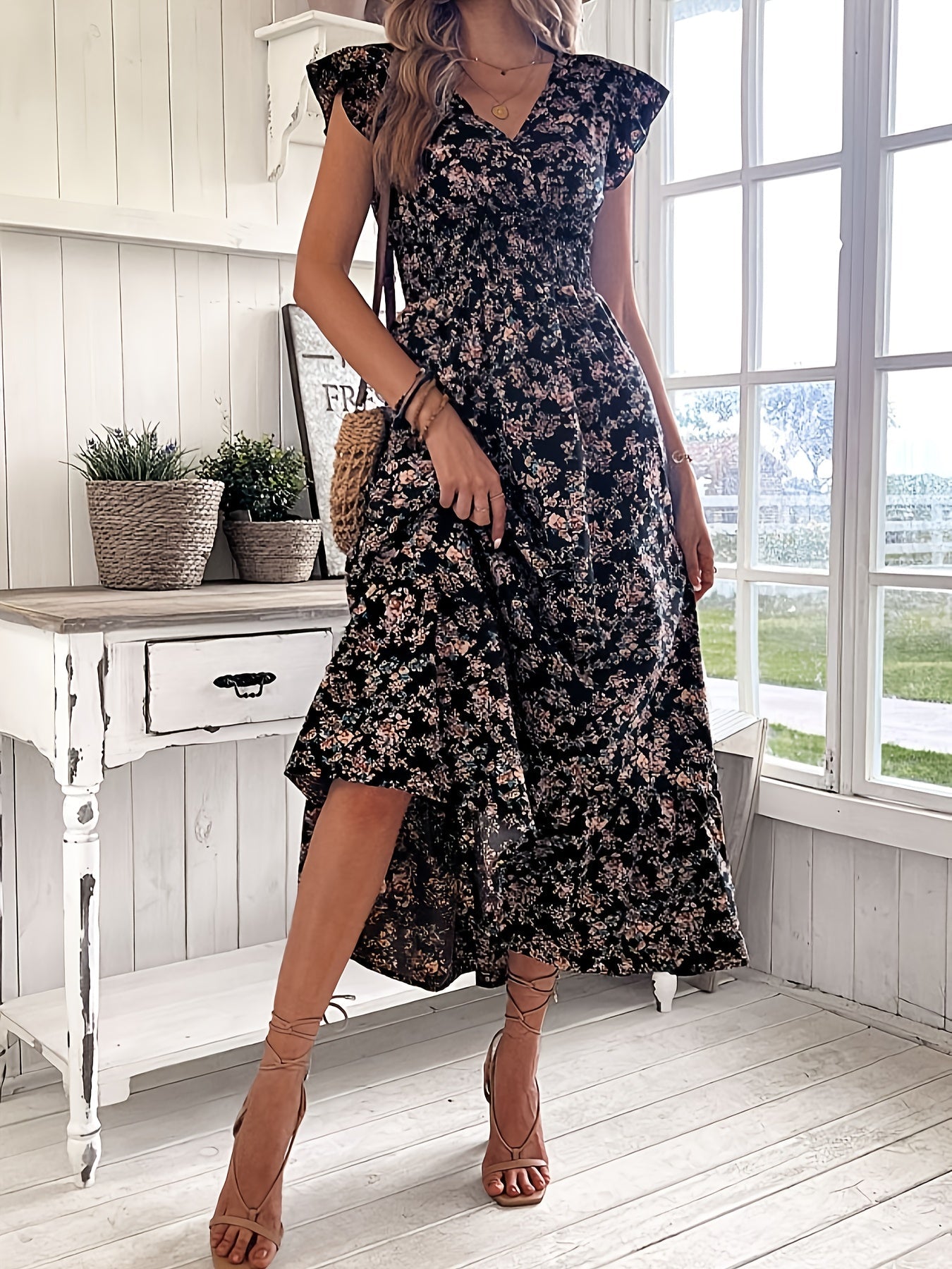 LB | Midnight Petal Maxi Dress