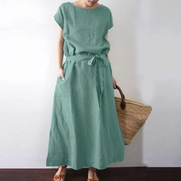 LB | Bohème Stylowa sukienka maxi z paskiem
