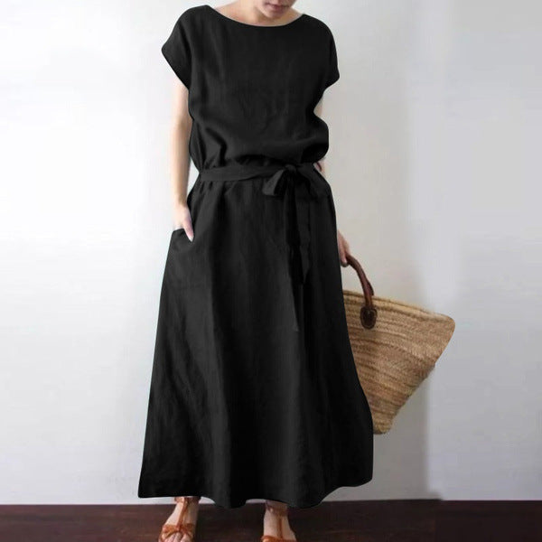 LB | Bohème Stylowa sukienka maxi z paskiem