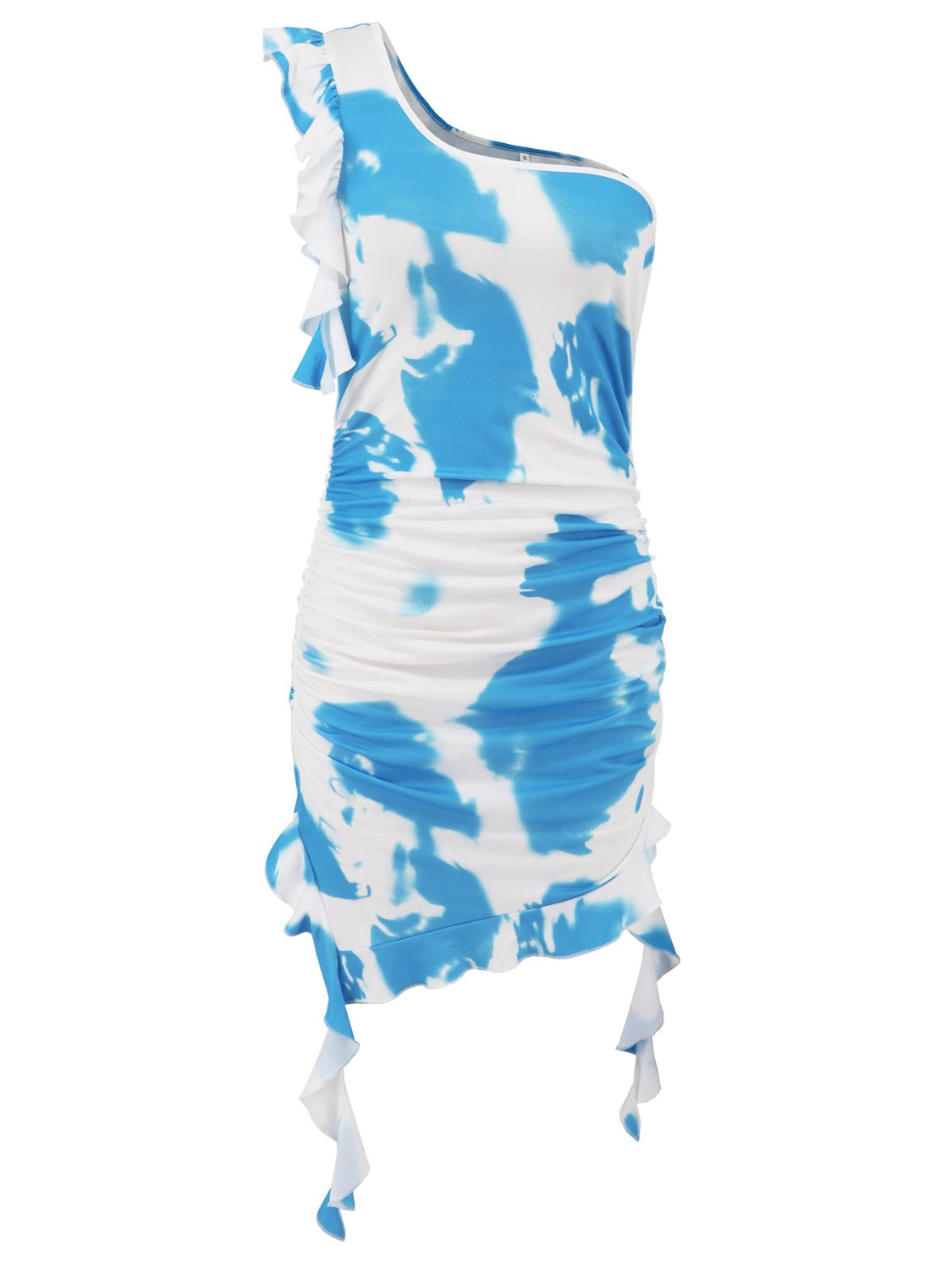 LB | Marszczona sukienka mini na jedno ramię w kolorze tie-dye