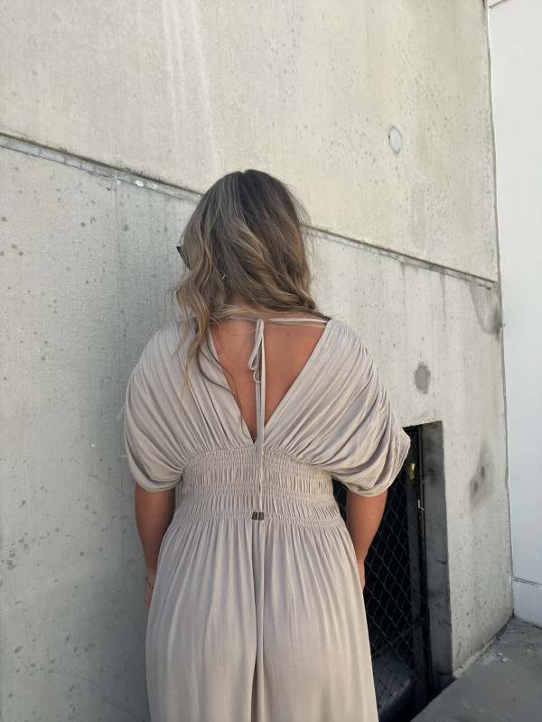 LB | V-neck z rozcięciem długa sukienka maxi