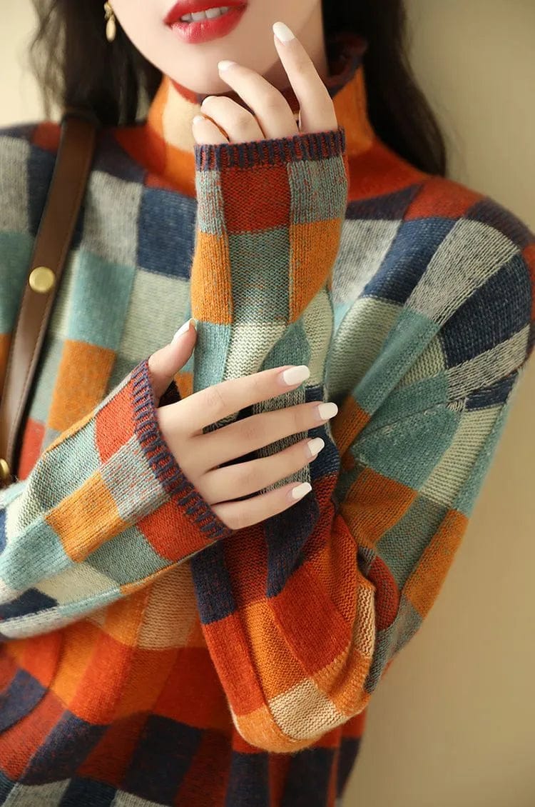 AS | Elegancki sweter z golfem i nadrukiem