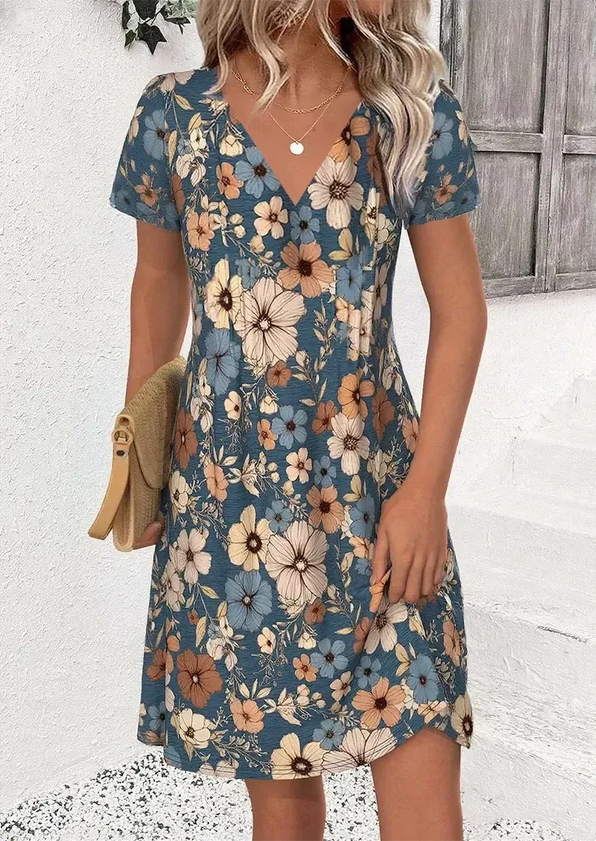 LB | Szykowna sukienka mini z krótkim rękawem V-neck