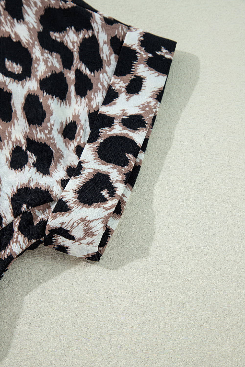 LB | Khaki Cheetah Print Backless V-Neck Luźna dopasowana mini sukienka