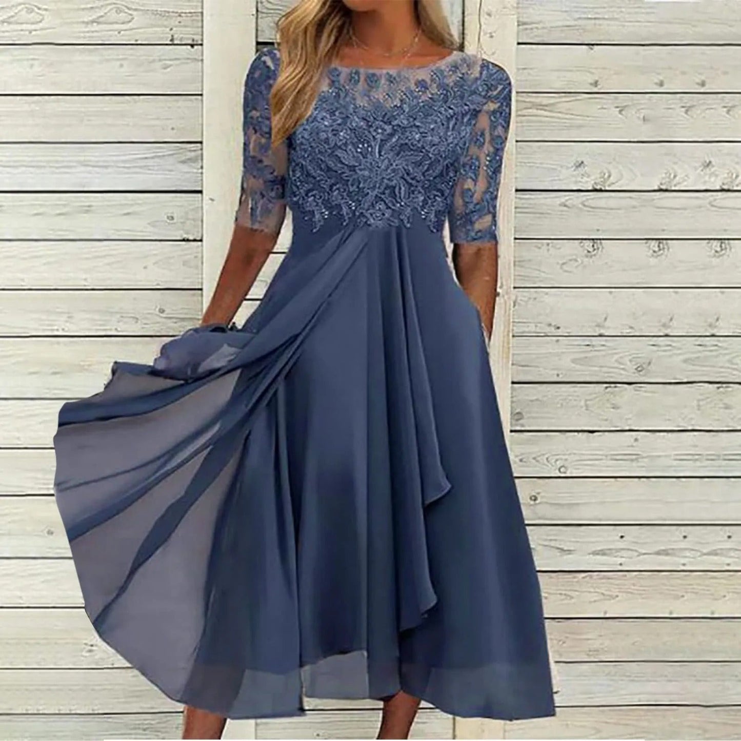 LB | Elegancka koronkowa sukienka midi
