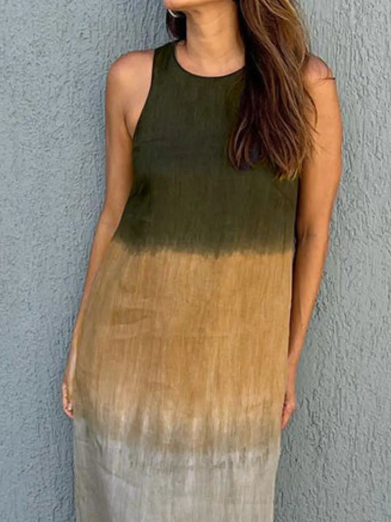 LB | Full Size Gradient Tank Midi Dress bez rękawów Plus Size
