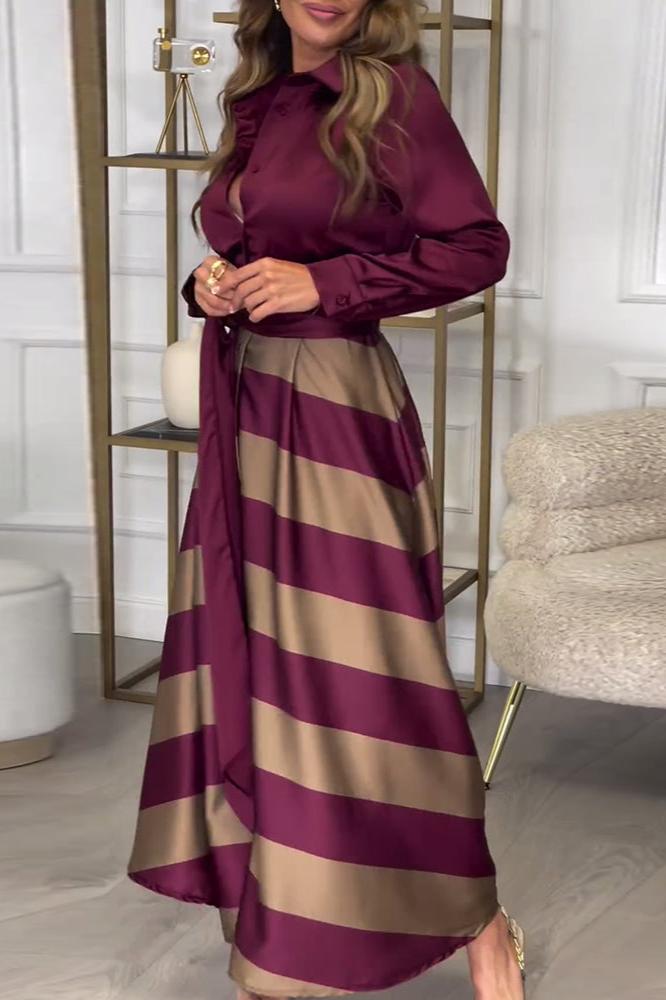 LB | Sukienka maxi w paski o eleganckim wyglądzie
