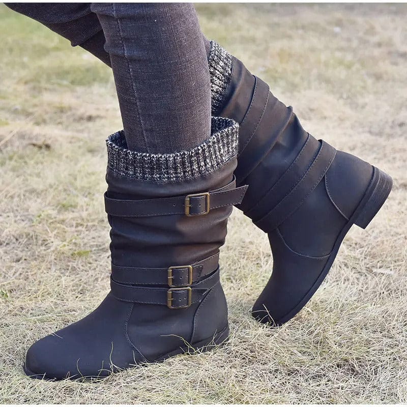 AS | Dzianinowe buty retro do połowy łydki