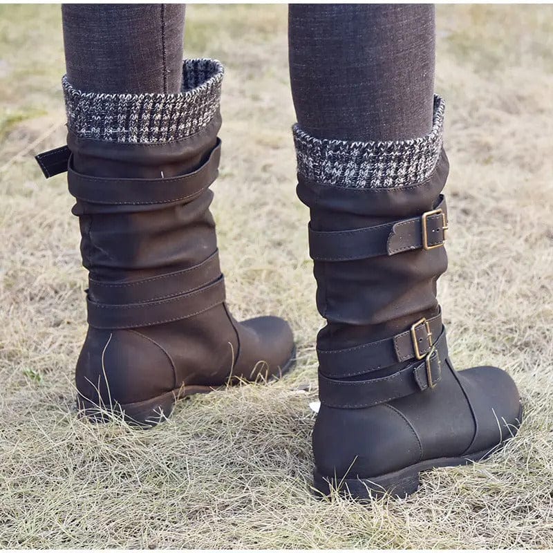 AS | Dzianinowe buty retro do połowy łydki