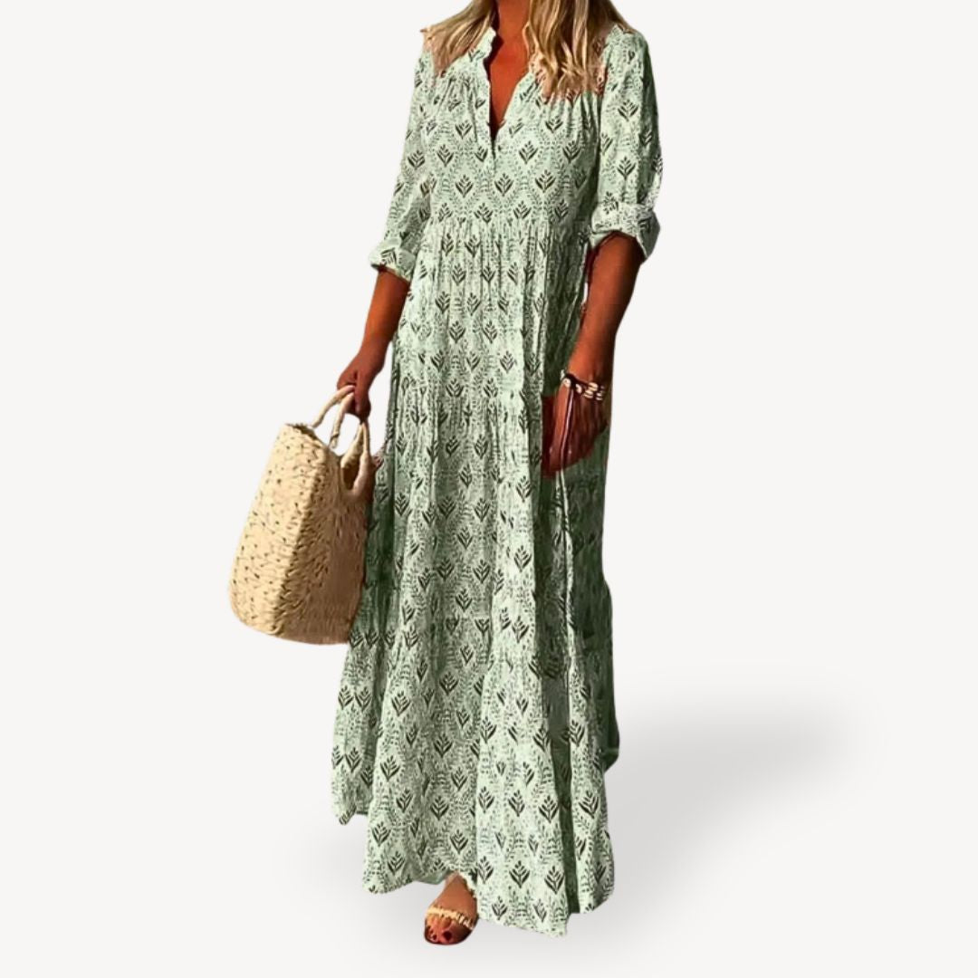 LB | Ladies Print V-Neck Maxi Dress
