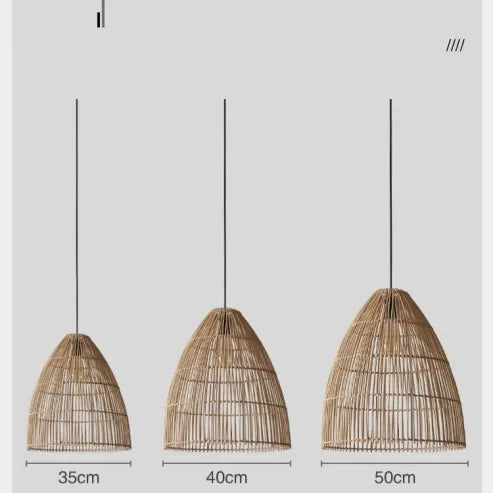 Kreatywna lampa wisząca z rattanu do kuchni w stylu wabi-sabi
