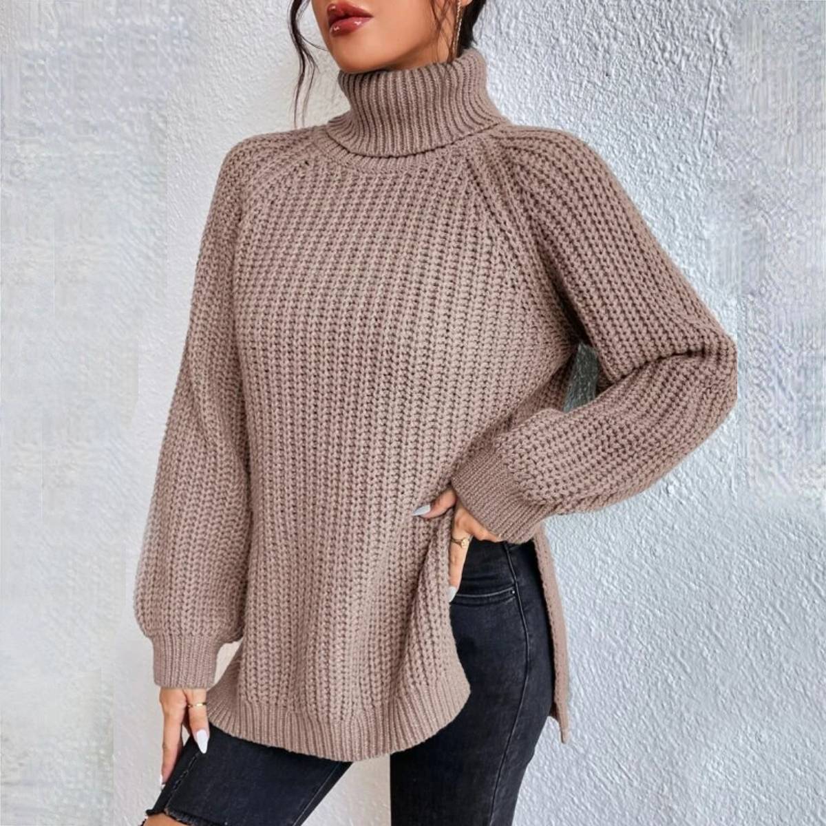 AS | Lavigne - Stylowy brązowy sweter z golfem