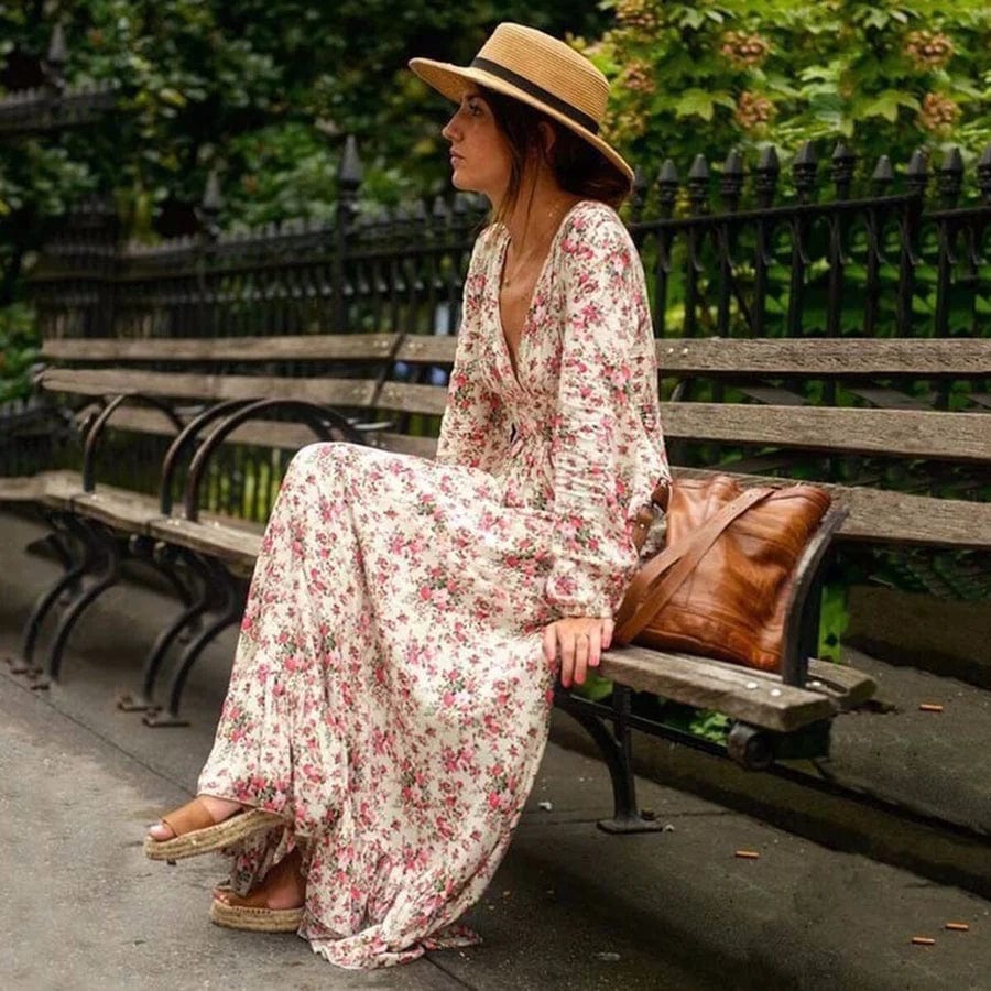LB | Maxi sukienka w stylu Ibiza w kwiaty