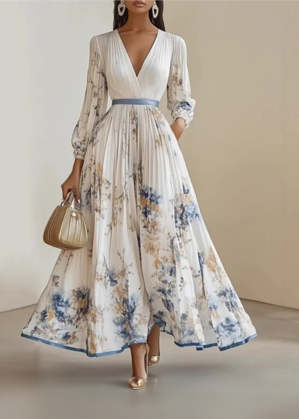 LB | Elegancka sukienka maxi w kwiaty