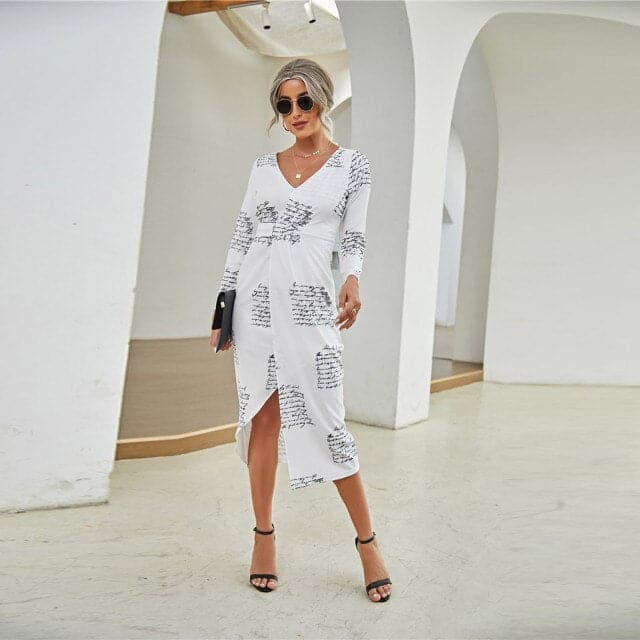 LB | Women Gingham Dress Linen Blend Plaid V-Neck Tie Waist Wrap Side Split Midi Dress Autumn Party Dresses Odzież