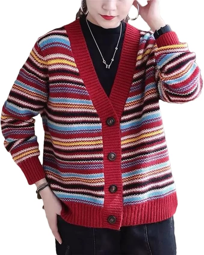 AS | Sweter w paski z dekoltem w szpic