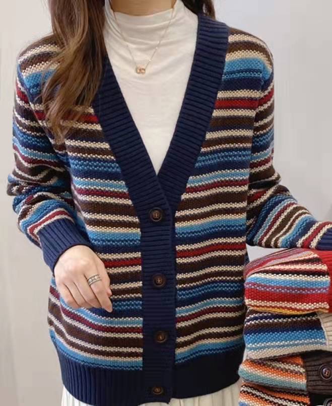 AS | Sweter w paski z dekoltem w szpic