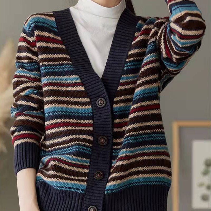 AS | Sweter w paski z dekoltem w szpic
