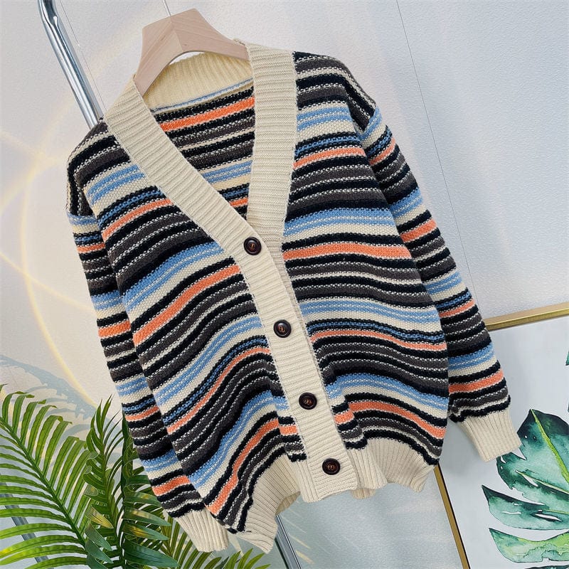 AS | Sweter w paski z dekoltem w szpic