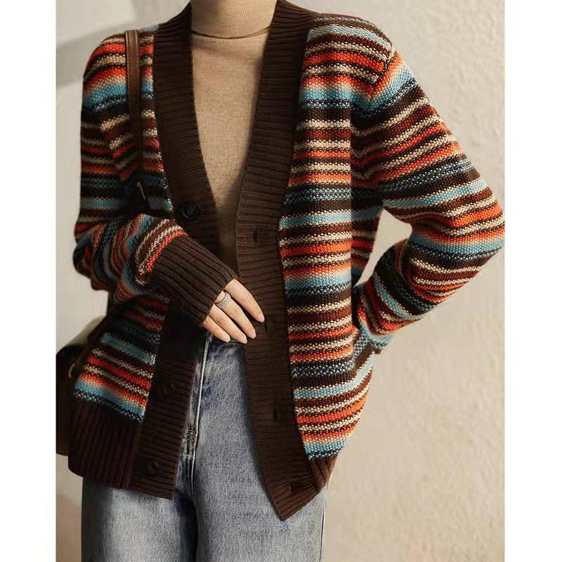 AS | Sweter w paski z dekoltem w szpic