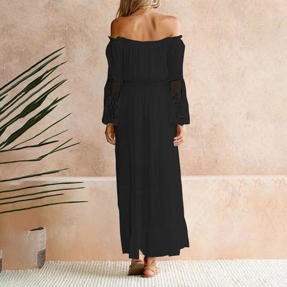 LB | Eteryczna sukienka maxi z odkrytymi ramionami dla eleganckich kobiet