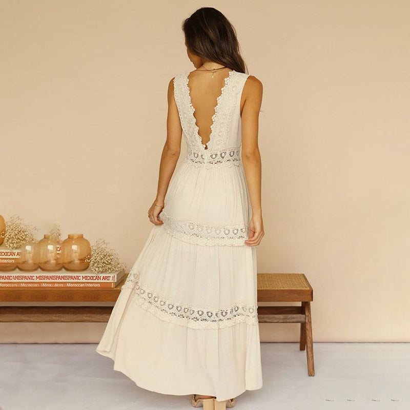 LB | Boho koronkowa sukienka maxi
