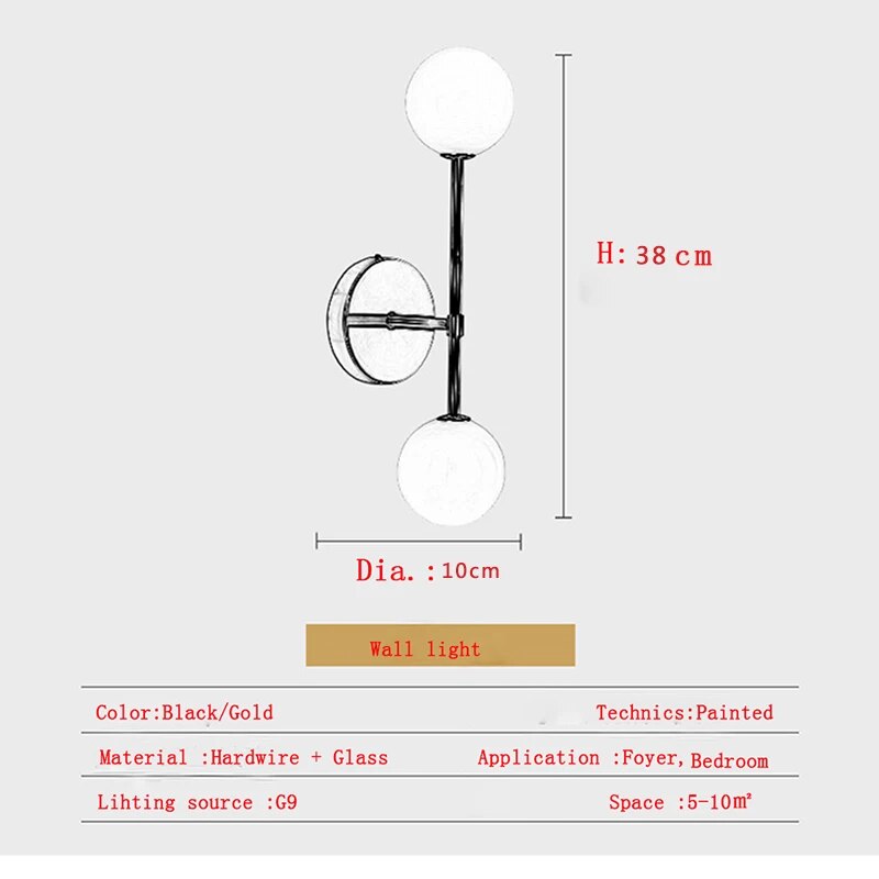 LuminousCrystal - Lampa ścienna LED Bal z matowego szkła
